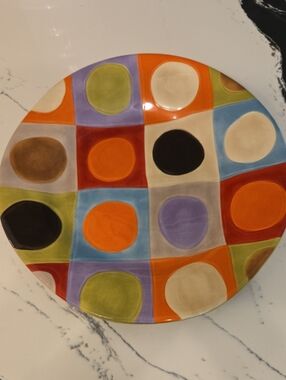 Pier 1  Urban Dot Hand Painted Earthenware Dinner Plate.